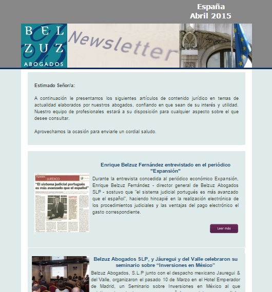 Newsletter España - abril 2015