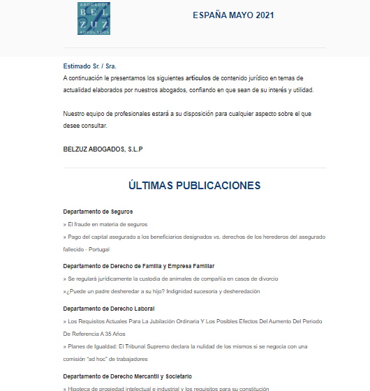 Newsletter España - Mayo 2021
