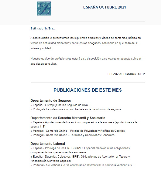 Newsletter España - Octubre 2021