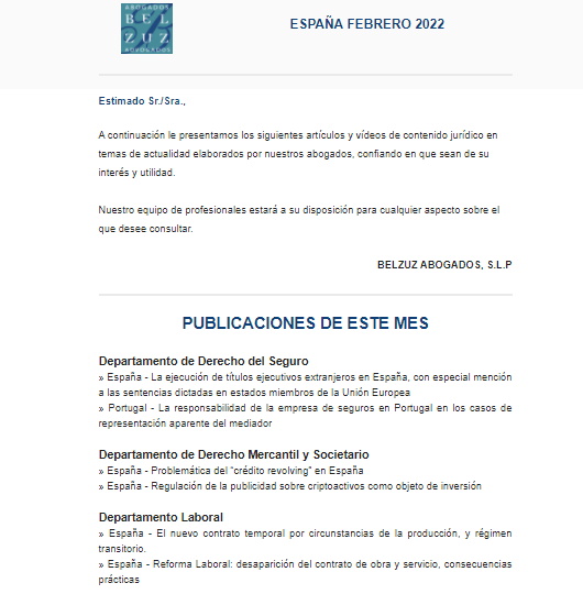 Newsletter España - Febrero 2022