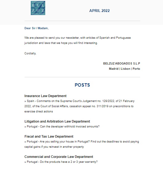 Newsletter Internacional - April 2022