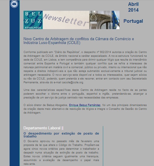Newsletter Portugal - abril 2014