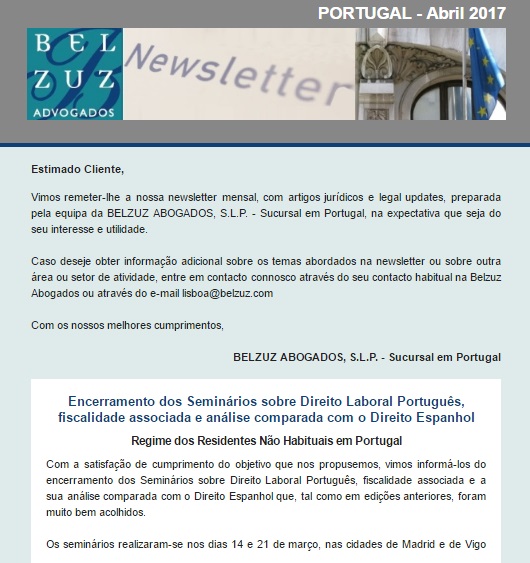 Newsletter Portugal - Abril 2017