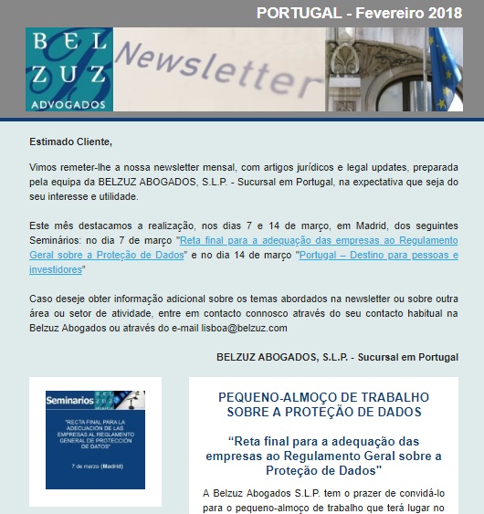 Newsletter Portugal - Fevereiro 2018