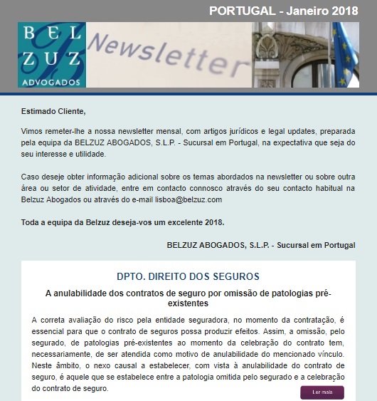 Newsletter Portugal - Janeiro 2018
