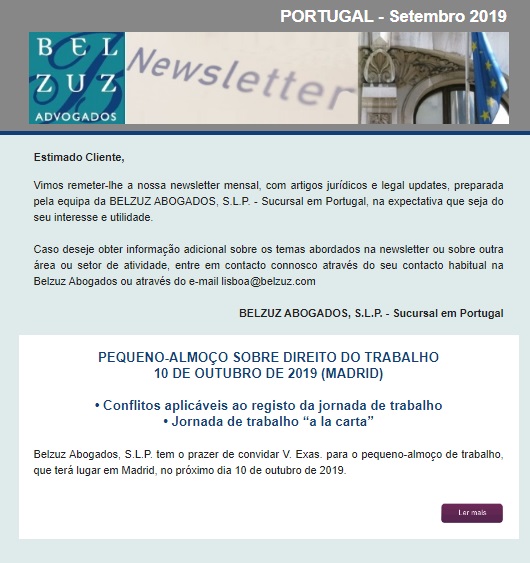 Newsletter Portugal - Setembro 2019